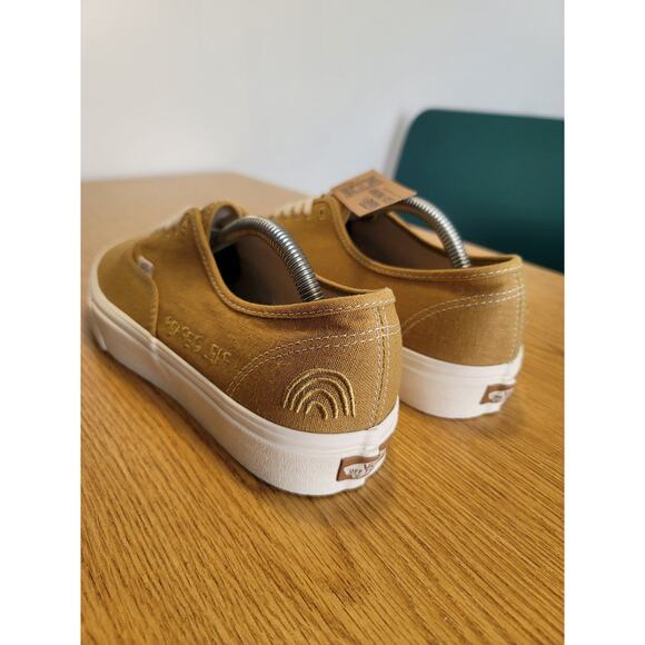 Vans Authentic low top skate shoes gold mustard peace sustainable sz 8 ecotheory - Picture 5 of 7